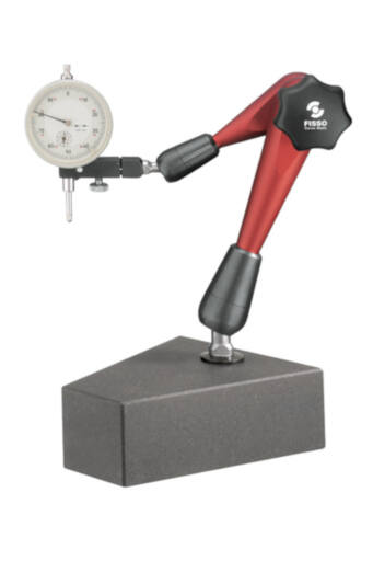 Detailansicht des FISSO M-28-40 Mess-Gelenkstativs mit Granitfuss